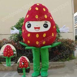 2024 Adult Size Red Strawberry Mascot Costumes Halloween Fancy Party Dress Cartoon Character Carnival Xmas Advertising Birthday Party Costume Unisex Outfit