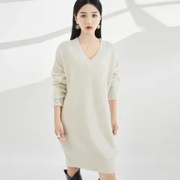 Women's Sweaters Smpevrg Woman's Dress Winter Thick Long Sleeve V-Neck Female Pullover Loose Large Size Tops Woolen Knitted Jumper