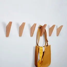 Hooks 6/8Pcs Natural Wood Clothes Hanger Wall Mounted Coat Hook Decorative Key Holder Hat Scarf Handbag Storage Bathroom Rack