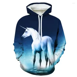 Men's Hoodies 3D White Horse Series Printed Hooded Sweatshirt Casual Fashion Unisex Y2K Street Trend Women's Large Sudaderas