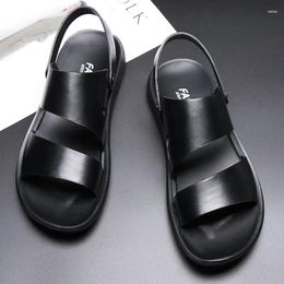 Sandalen 2023 Männer Sommer Mode Aushöhlen Echtes Leder Casual Schuhe Bequeme Kühle Strand