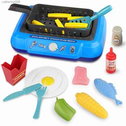 Kitchens Play Food Kitchen Color-Changing Toys Food Gourmet Cooking Box Toy With Light 20PCS Simulation Playset Kitchen Accessories For Kids GiftL231026