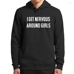 Herren-Kapuzenpullover „I Get Nervous Around Girls“, lustiger introvertierter Humor, Kapuzenpullover für Teenager, Unisex, weiche, lässige Herrenbekleidung