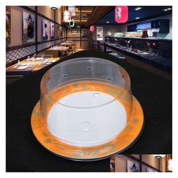 Other Kitchen Tools 500Pcs Plastic Lid For Sushi Dish Buffet Conveyor Belt Reusable Transparent Cake Plate Food Er Restaurant Accessor Dh3Zm
