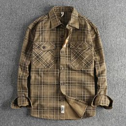 Men's Casual Shirts Premium Plaided Shirt Spring Fall Fashion High Quality Long Sleeve Loose Cotton Cargo Blouse Outdoor Daily Tops