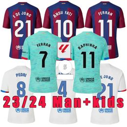 2023-24 Barcelona Fc football shirt kids kit uniform LEWANDOWSKI PEDRI ANSU FATI FERRAN JORDI ALBA KESSIE GAVI F.DE JONG and jersey customization