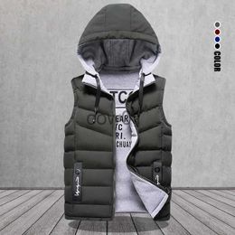 Men's Down Parkas Brand Men's Vest Winter Sleeveless Jackets Down Vest Men Hooded Warm New 2022 Casual Outwear Hat Detachable Outer Vest Chalecos J231026