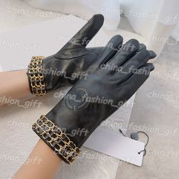 Casual Sheepskin Gloves Designer Winter Mittens Women Leather Gloves Lambskin Outdoors Incrassation High Quality Mitten With Box