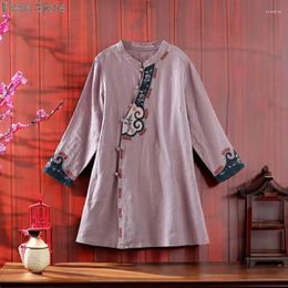 Ethnic Clothing Chinese Style Modified Hanfu Exquisite Embroidery Long Dress Women 2023 Retro Stand Collar Elegant Loose Casual/Party