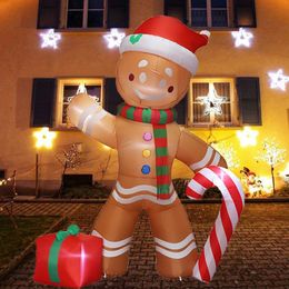 Other Event Party Supplies Christmas 24m Inflatable Gingerbread Man with Candy Builtin LED Lights Blow Up Decoration Outdoor Garden Xmas Ornament 231025