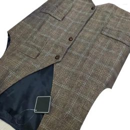 Men's Vests Men Waistcoat Vintage Style Vest Plaid Print Retro Business Single Breasted Slim Fit Coat