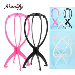 Wig Stand Nunify Plastic Wig Stand Portable Wig Head Stand Blank Pink Wig Hang Holder Stand Durable Hair Display Tools Wig Accessories 231025