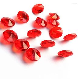 Chandelier Crystal Selling 200pcs 14mm Red Octagonal Beads In 2 Holes For Strand Garlands Accessories Glass Lighting Parts