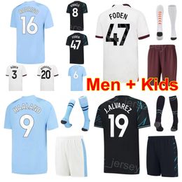 23-24 Club Man Youth Soccer 19 Julian Alvarez Jersey 47 Phil Foden 6 Nathan Ake Bernardo Silva 9 Erling Haaland Kevin De Bruyne Ederson Moraes Football Shirt ManCheng