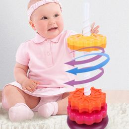 Intelligence toys Montessori Baby Early Educational Toy For Babies Rotating Tower Baby Gift Stacking Toy For Children 231026