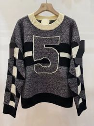 1021 2023 Runway Autumn Brand SAme Style Sweater Long Sleeve Crew Neck Black Apricot Pullover Fashion Clothes High Quality Womens qian