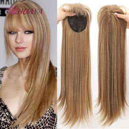 Synthetic s HUAYA Women Hair Clip In Piece With Bangs Cover Thinning and White Hairpiece Top on 231025