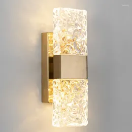 Wall Lamp Luxury Modern Crystals Rectangle Water Ripple Glass Bedroom Study Led Indoor Lighting For Home Living Room Decor