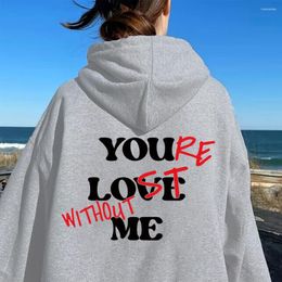 Women's Hoodies You Lost Without Me Printed Hoodie E-Girl Gothic Streetwear Drawstring Sweatshirt Hip Hop Pullover For Men/Women Oversize
