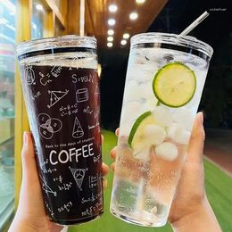 Wine Glasses 1000ml Large Capacity Glass Water Cup High Temperature Resistant Drinking For Girls With Lid And Straw Milk Juice Coffee Mug