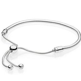 925 Sterling Silver Bracelet Moments Sliding Clasp Adjust Pan Bracelet Bangle Fit Women Bead Charm Diy Europe Jewellery CX200623330E