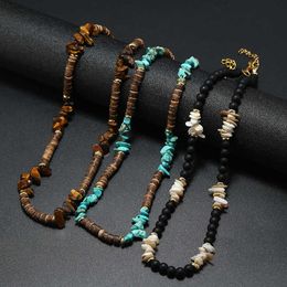 New Necklace Unique Bohemian Turquoise Crushed Stone Coconut Shell Men's Surf Punk