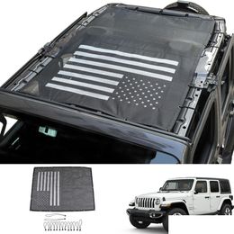 Other Exterior Accessories Black Mesh Sunshade Roof Net Us Flag For Jeep Wrangler Jl Jlu Add 4Door Exterior Accessories Drop Delivery Dhkml