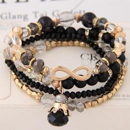 Bracelets For Women Bijoux Glasses Stone Beads Bracelets & Bangles Gold One Direction Multilayer Elastic Charm Pulsera270j