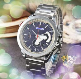 High-Quality President big dial watches 43mm japan quartz movement men clock waterproof black silver case Chain Sapphire Mirror Original Solid Bracelet wristwatch