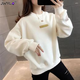 Women's Hoodies Korean Fashion O-neck Loose Sweatshirts Casual S-3xl Letter Printing Cotton Womens Clothing 2023 Sweet Streetwear Pullovers