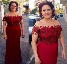 Dark Red Elegant Mother of the Bride Dresses Off Shoulder Formal Groom Godmother Evening Wedding Party Guests Gown Plus Size Custom Made Godmor