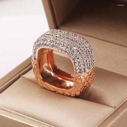 Cluster Rings 2023 Luxury S925 Silver Rose Gold Filled For Women Inlay White Zircon Wedding Engagement Promise Love Two Tone Jewelry