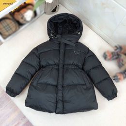 Luxury Hooded coat for Baby Pure Black kids cotton jacket Size 100-160 CM Geometric logo decoration Child Outwear Oct25