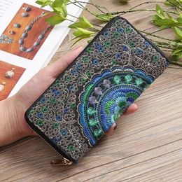 Wallets Ladies Vintage Ethnic Floral Embroidered Coin Clutch Long Wallet Purse Card Holder Handbag Gift For Family Bag