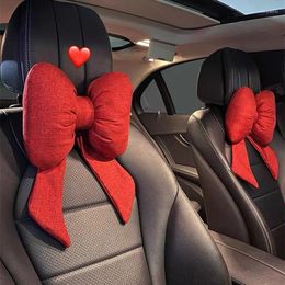 Car Seat Covers Headrest Neck Pillow Bow Waist Support Autumn And Winter Cushion Interior Supplies