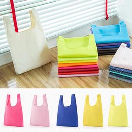 Storage Bags Eco-Friendly Folding Shopping Bag Reusable Waterproof Oxford Tote Portable Solid Colour Shoulder Handbag