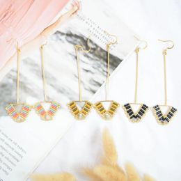 Dangle Earrings Rice Bead Triangle Tide Geometry Simple Bohemia Hand Knitting Alloy Butterfly Originality Beaded