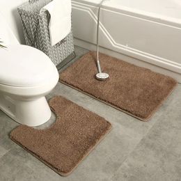 Bath Mats 2Pcs/Set Mat Bathroom Carpet Soft Plush Fluffy U Shaped Water Absorption Non-Slip Rug Toilet Foot Pads Home Floor Rugs