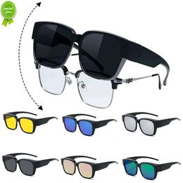 New Fashion Polarised Sunglasses Cover Over Myopia Prescription Glasses Portable Men Women Vintage Fishing Driving Eyewear