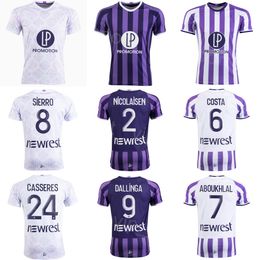 Toulouse Club Soccer 7 Zakaria Aboukhlal Jersey 50 Guillaume Restes 17 Gabriel Suazo 9 Thijs Dallinga 3 Mikkel Desler 19 Frank Magri Football Shirt Kits 23-24 Sport