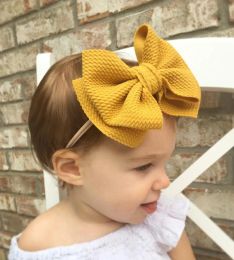 Cute Big Bow Hairband Baby Girls Toddler Kids Elastic Headband Knotted Nylon Turban Head Wraps Bowknot Hair Accessories ZZ