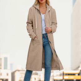 Women's Trench Coats Long Coat Zipper Jackets Casual Mountaineeri Overcoat Classic Female Lapel Windbreaker