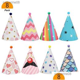 Party Hats 8Pcs Paper Birthday Crown Hat Adt Children Decoration For Baby Shower Happy Home Supplies L230621 Drop Delivery Garden Fest Dhndn