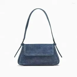 Evening Bags Women's Denim Blue Canvas Shoulder Bag Brand Design Ladies Simple Underarm Armpit Clutches