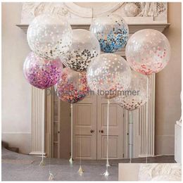 Balloon 36Inch Confetti Sequin Balloons Clear Latex For Birthday Halloween Party Decoration 8 Colour Hha943 Drop Delivery Toys Gifts No Dhjzt