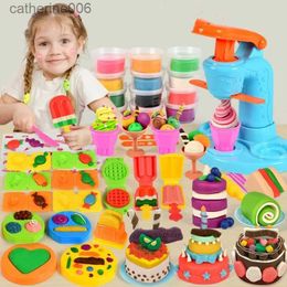 Kitchens Play Food Children DIY Kitchen Pretend Play Clay Toy Plasticine Tool Set Hamburger Noodle Machine Creative Mould Toy For Girl Clay HandmadeL231026