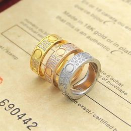 Fashion Women Wedding Rings High Quality 316L Titanium Steel Jewellery European New Love Diamond Rings241D