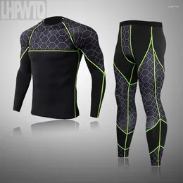 Men's Thermal Underwear Men Compression Suit Sportswear Gym Workout Leggings Running Set 2 Piece Sports Second Skin Jogging