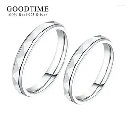 Cluster Rings Fashion 1 Piece Egagement Ring Pure 925 Sterling Silver Wave Edge Wedding Band Anniversary Jewelry For Couple Woman Man