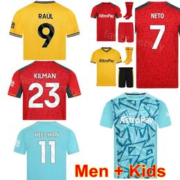 Club Team 23-24 Men Kids Wolves Soccer 12 Matheus Cunha Jersey 17 Hugo Bueno 1 JOSE SA 7 Pedro Neto 9 Raul Jimenez 11 Hwang Hee-Chan Football Shirt Kits Custom Name Number